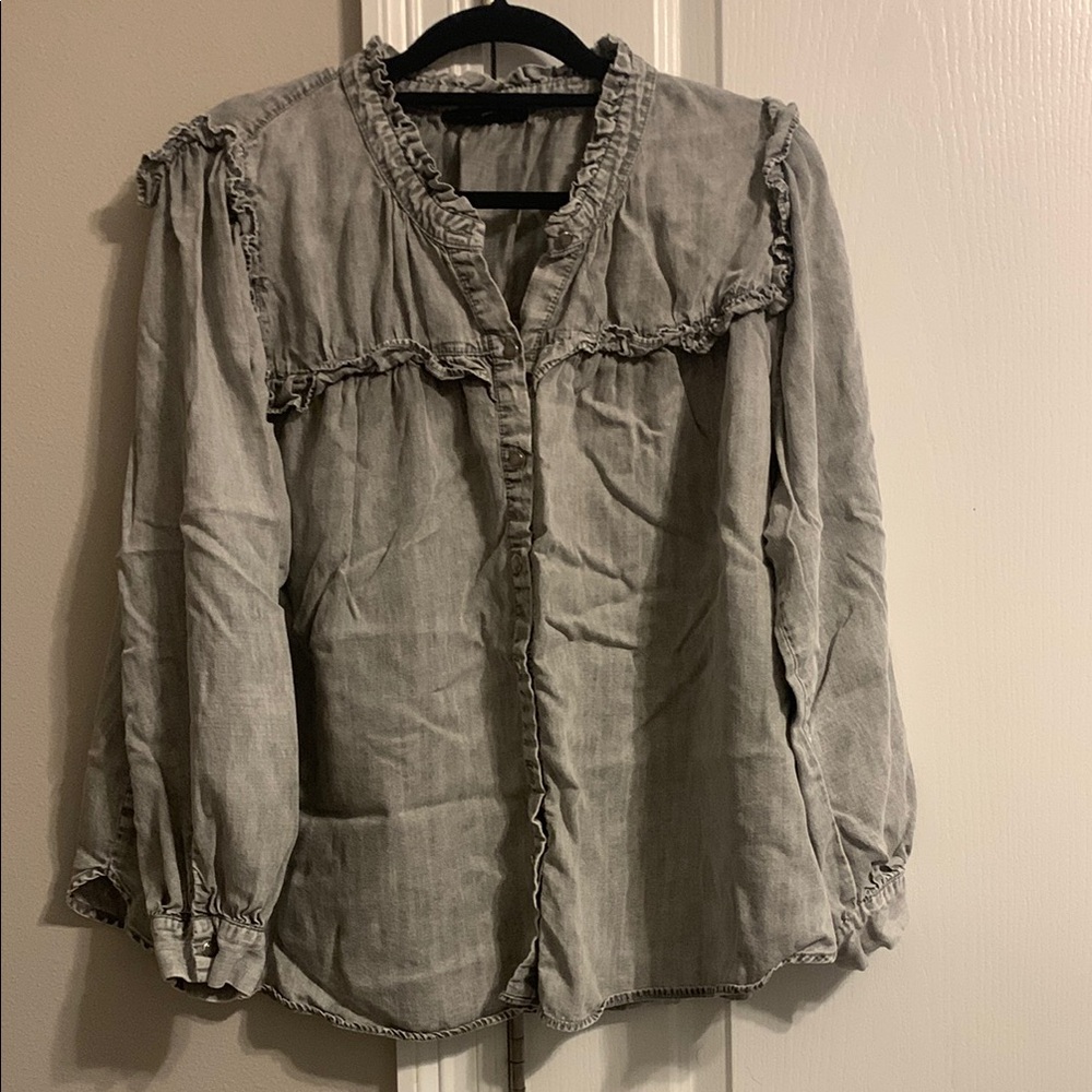 Gray Ruffled Women's Top